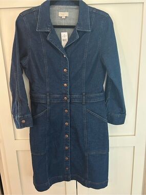LOFT Blue Denim Button-Front Jacket